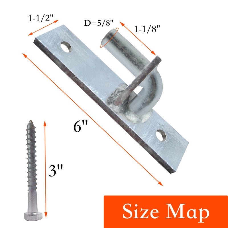 Jikacok Wall Mount Gate Hinge, Sturdy Fence Gate Hinges Fence Post Chain Link Gate Hinge. 2 Pack Sturdy Wall Mount Gate Hinges with 5/8 Hinge Pin - Image 3